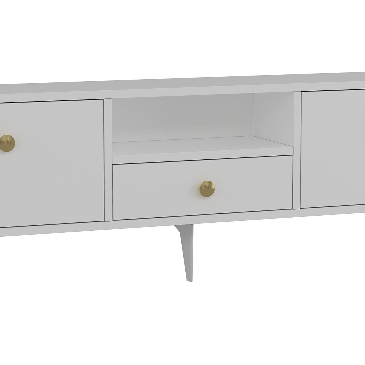 Comoda TV, Hanah Home, 1300-DROP-1, 140x49x30 cm, PAL , Alb/Auriu - view 6
