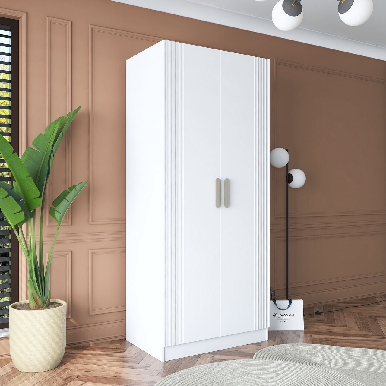 Dulap pentru haine, Hanah Home, BA180, 90x210x57.5 cm, PAL melaminat, Alb - view 2
