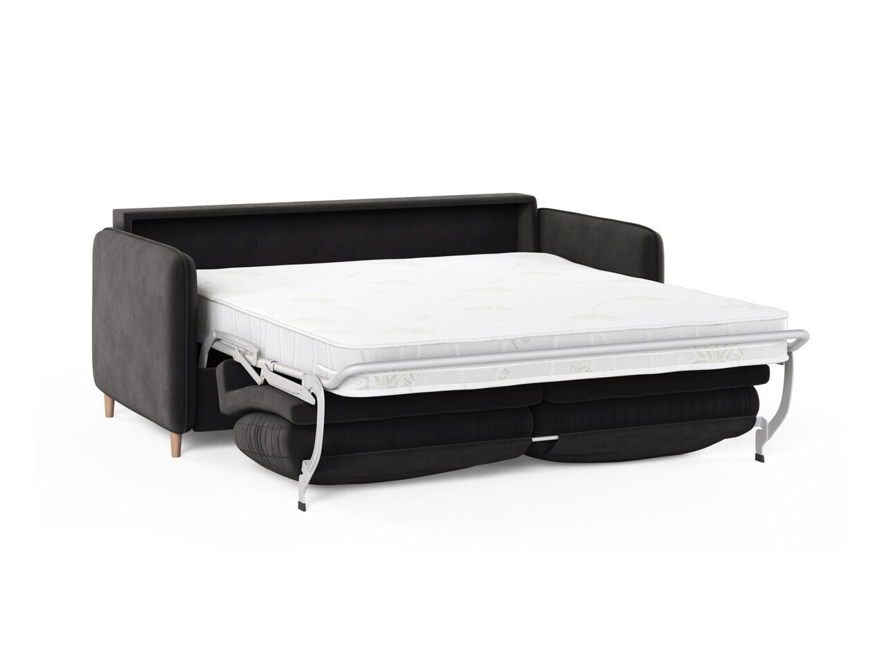 Canapea extensibila 3 locuri, Simo, Micadoni Home, 184x102x95 cm, catifea, gri inchis — imaginea 4