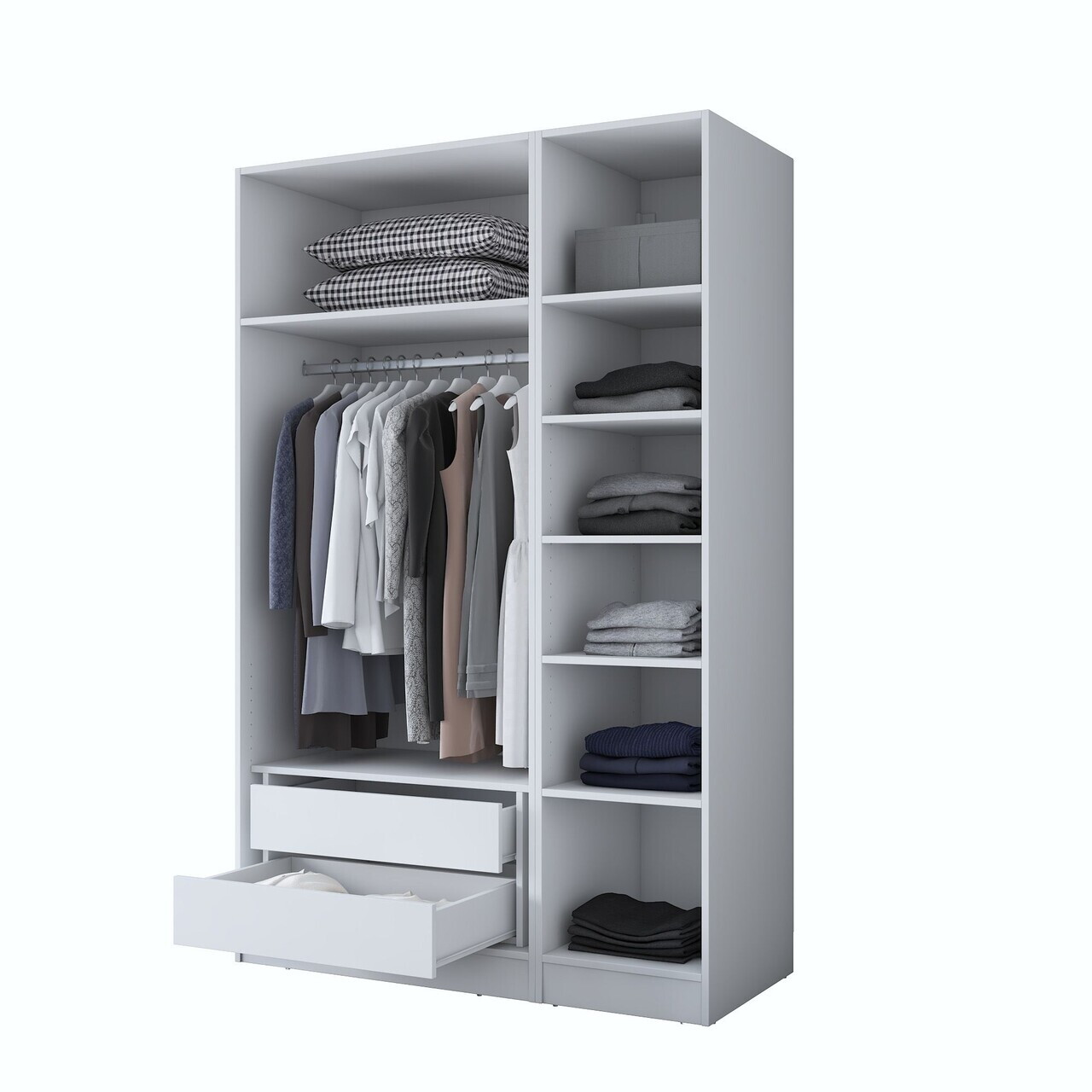 Dulap pentru haine, Hanah Home, BA155, 135x210x57.5 cm, PAL melaminat, Alb - view 7
