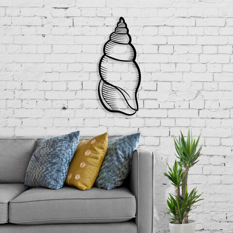Decoratiune de perete, shell, metal, dimensiune: 24 x 57,5 cm, negru