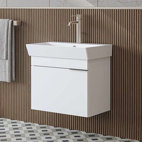 Dulap de baie cu chiuvetă, Hanah Home, Likya 59, 59x54x38.6 cm, PAL, Alb