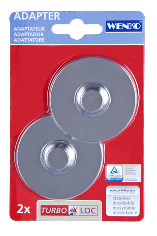 Adaptor, wenko, turbo-loc, 6 x 6 x 1.4 cm, plastic, gri