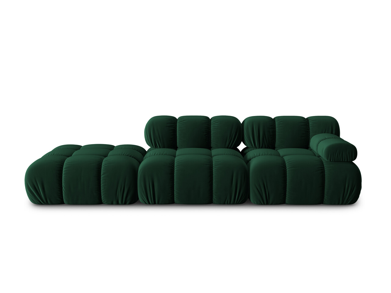 Canapea modulara 4 locuri cotiera stanga, Bellis-51, Micadoni Home, 282x94x70 cm, catifea, verde bottle