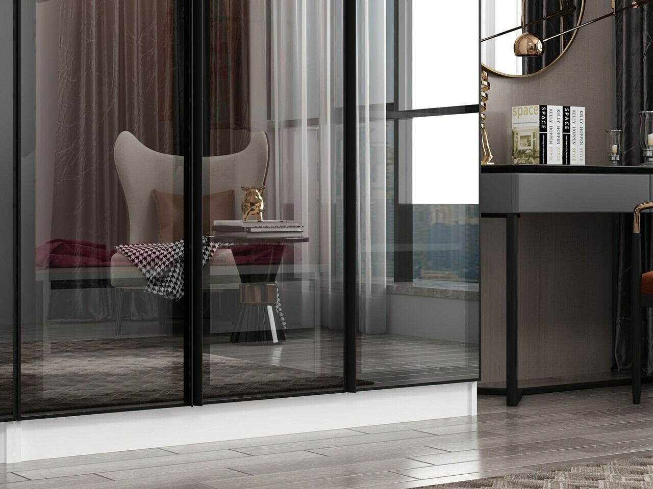 Dulap pentru haine, Hanah Home, Nisa, 225x210x52 cm, Alb — imaginea 5
