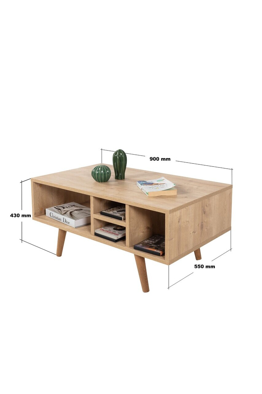 Masuta de cafea, Hanah Home, Sina 2022, 90x43x55 cm, PAL, Maro — imaginea 3