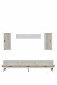 Comoda TV, Hanah Home, Ilay, 180x41x30 cm, White / Travertine / Silver