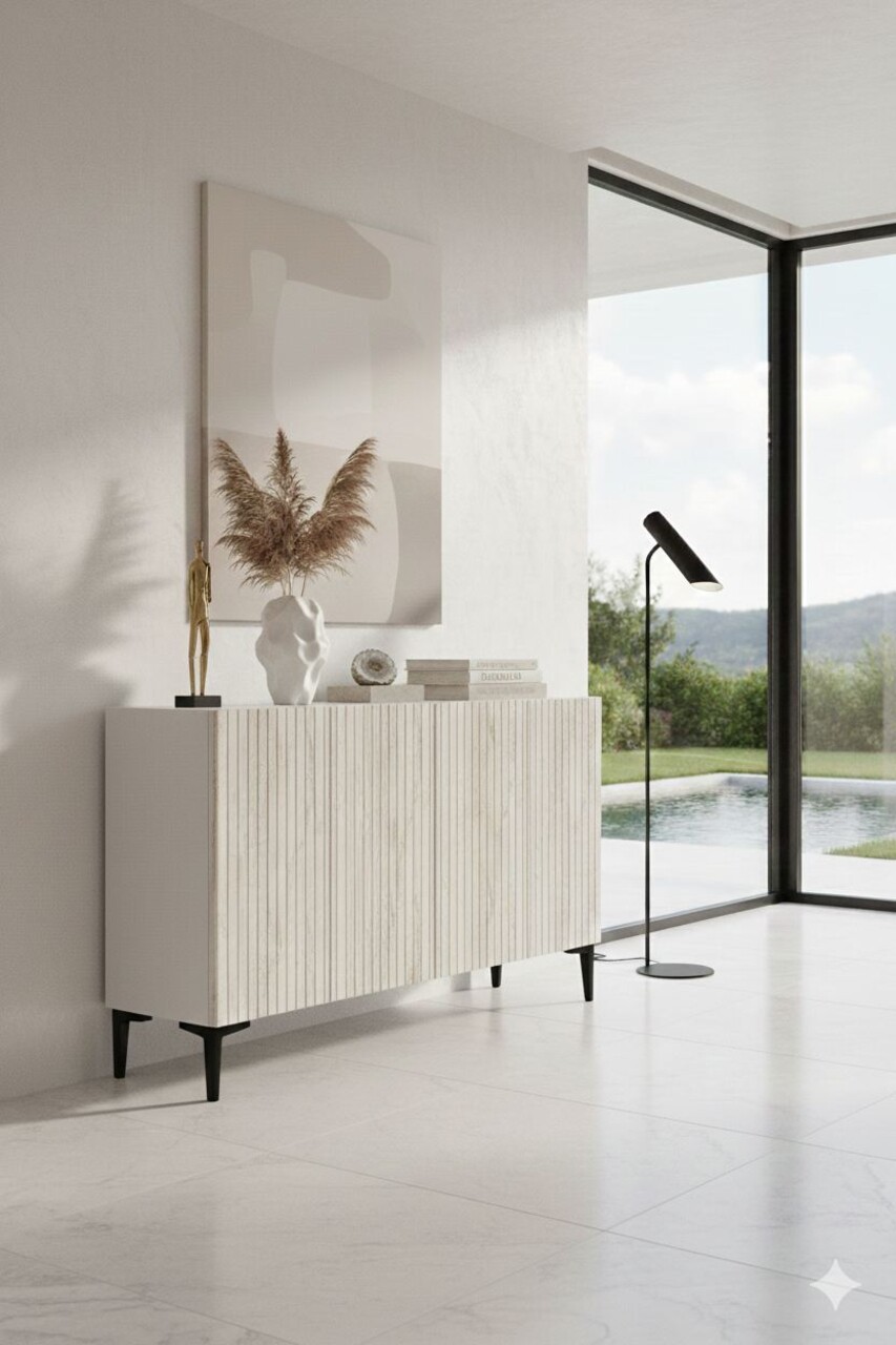 Consola, Hanah Home, Zeynep 120, 120x79x32 cm, Alb / Travertin - view 2