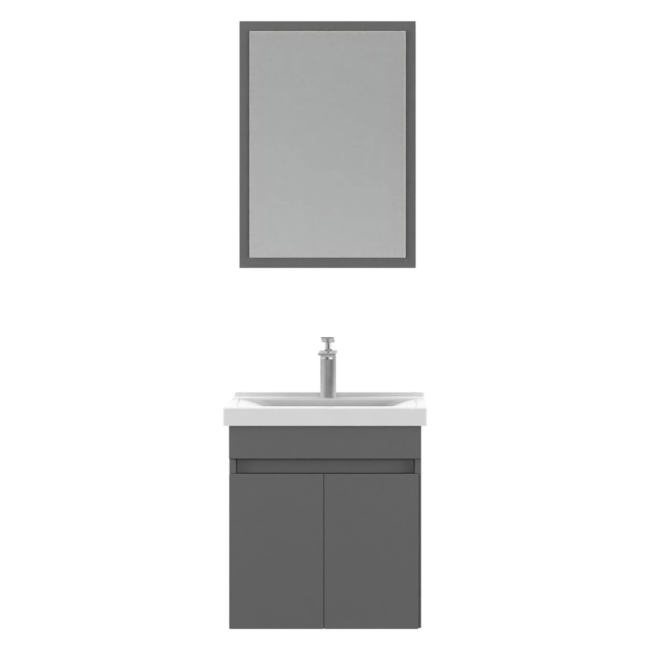 Set mobilier de baie (2 piese), Hanah Home, Amore 55, Gri Mat - view 4
