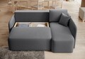 Coltar extensibil dreapta 3 locuri ELTAP, Hadson, 206x150x89 cm, lemn/poliester, gri inchis