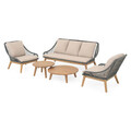 Set mobilier gradina/terasa Danao, 5 piese, aluminiu/lemn, natur/crem