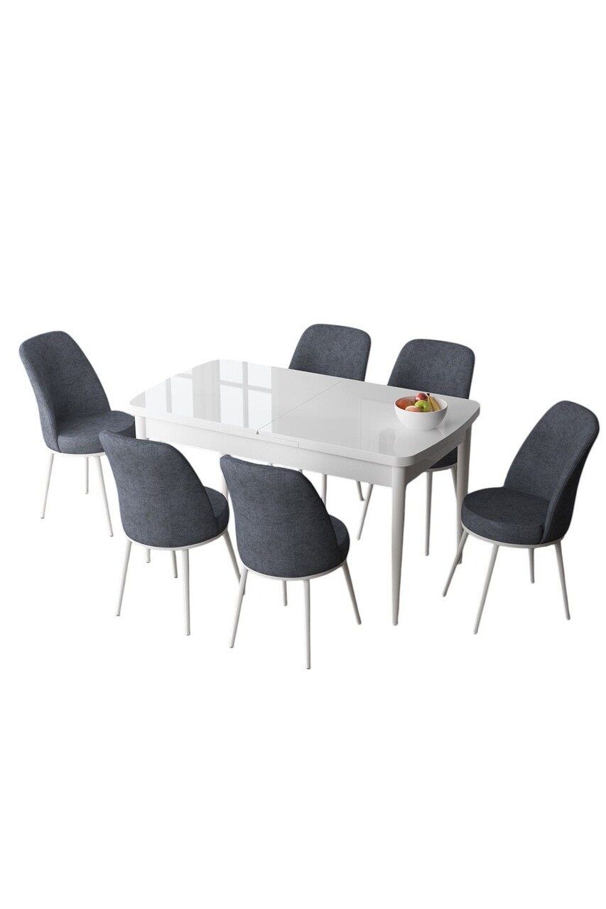 Set masa extensibila si scaune, Hanah Home, Zen, Alb / Fum - view 2