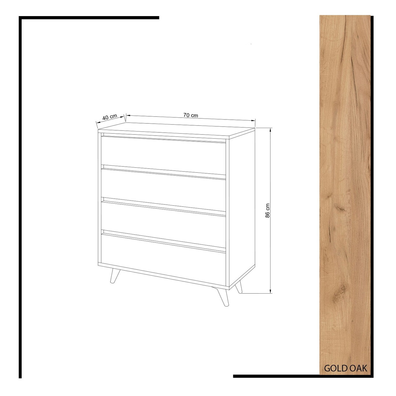 Dulap, Mod Design, YUNA, 70x86x40 cm, Stejar / Negru