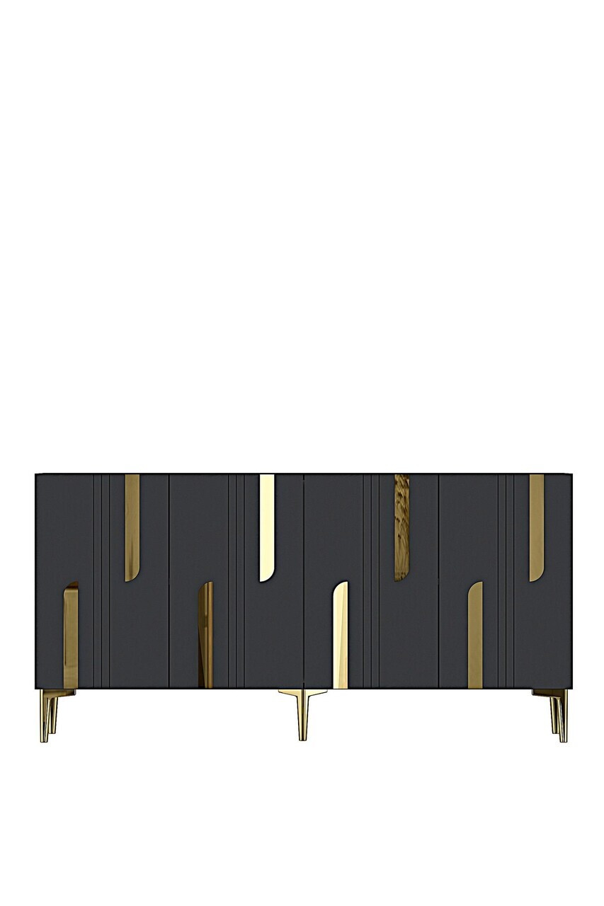 Consola, Hanah Home, Nota 150, 150x75x32 cm, Antracit / Aur — imaginea 5