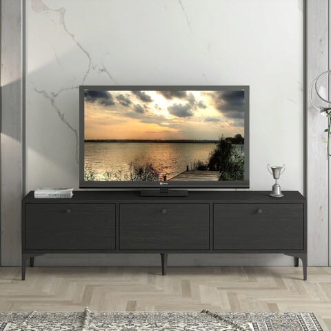 Comoda TV, Wood'n Love, Etna, 160 x 30 x 49 cm, pal/metal, negru