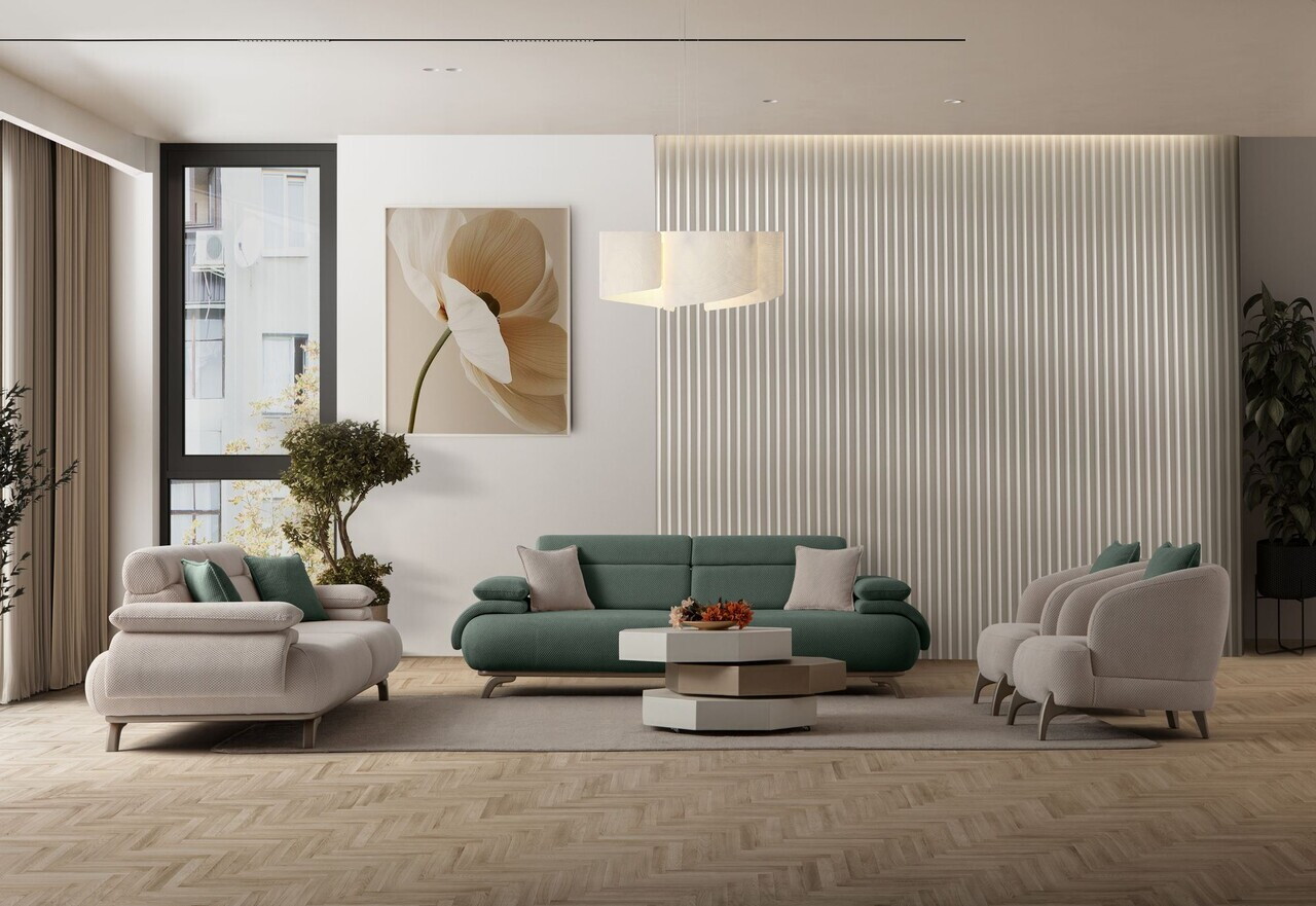 Canapea 3 locuri, Atelier del Sofa, 752EST1138, Lemn de carpen/PAL melaminat, Verde - view 4