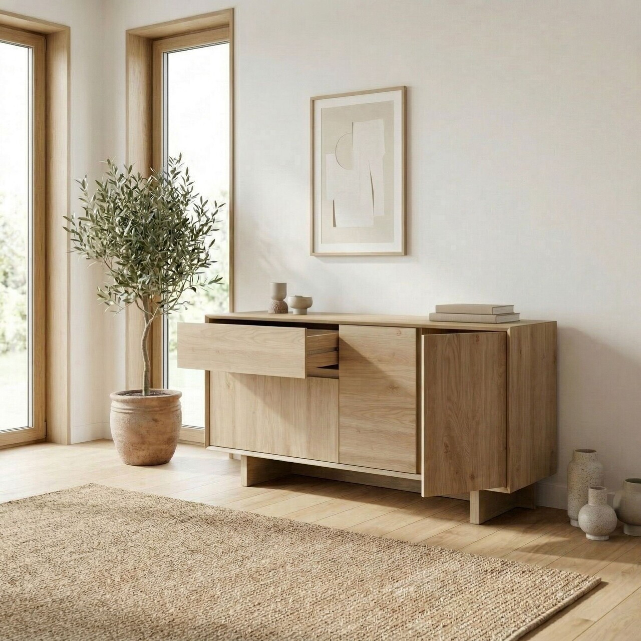 Consola, Hanah Home, Carpi, 146x76x45 cm, PAL, Maro — imaginea 3