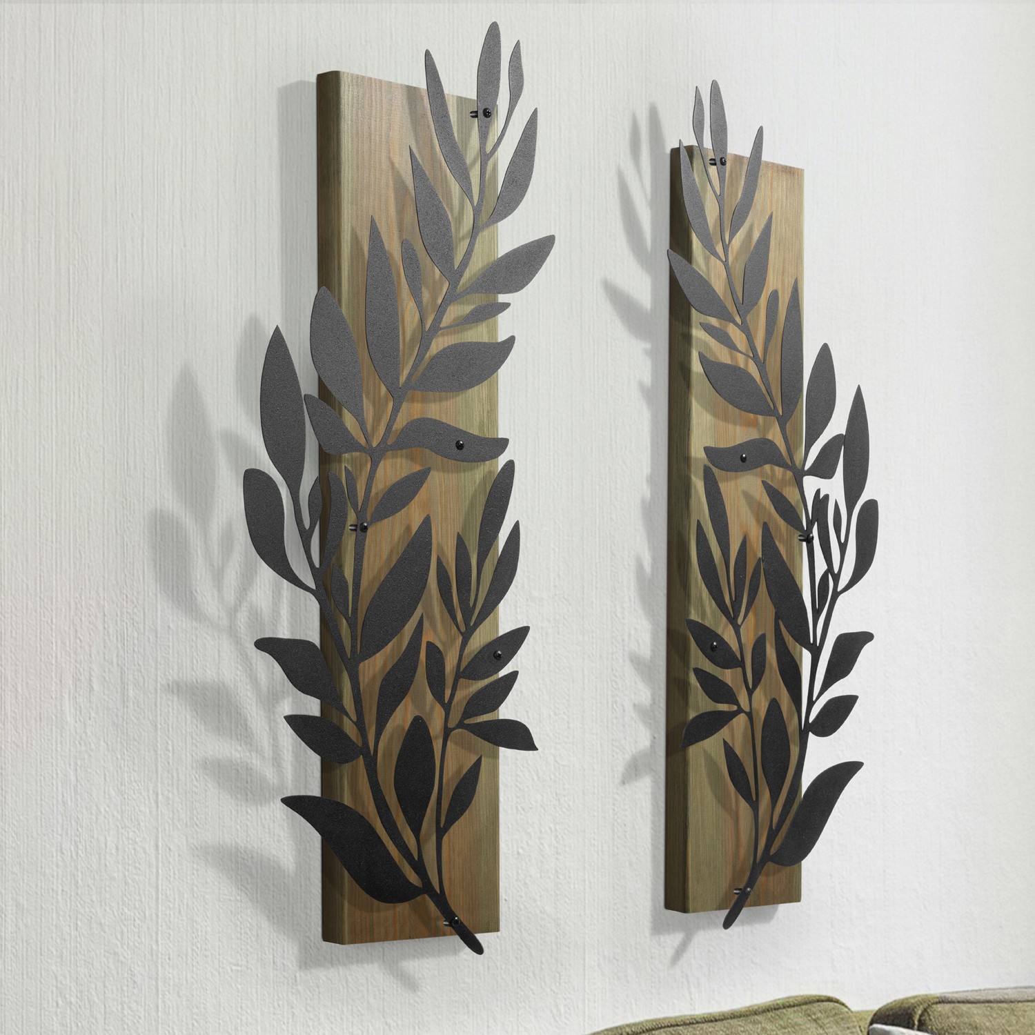 Decoratiune de perete, Olivia, Cadru: Lemn (Grosime: 2 cm), Verde/Negru