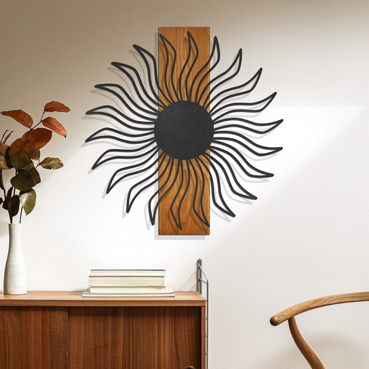 Decoratiune de perete, Solis, Cadru: Lemn (Grosime: 2 cm), Nuc negru — imaginea 2