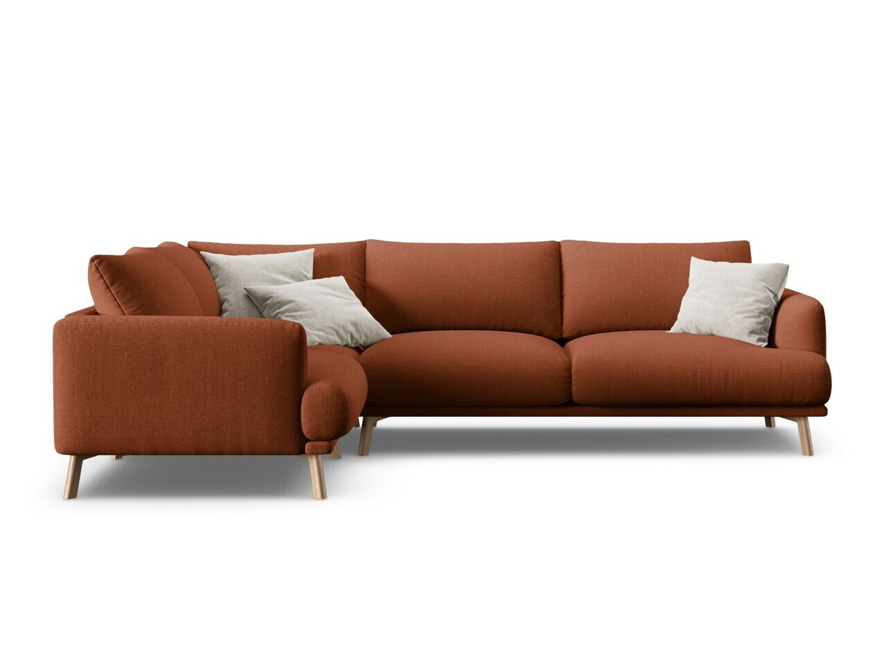 Coltar stanga 4 locuri, Naomi, Micadoni Home, 280x195x75 cm, tesatura structurata, caramiziu