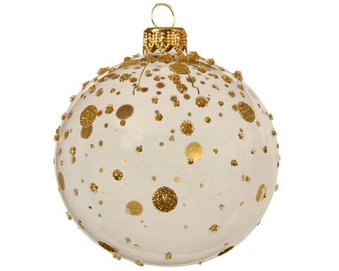 Glob Glitter Dots, Decoris, Ø8 cm, sticla, auriu