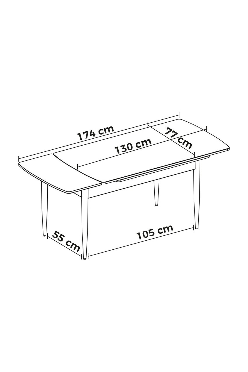 Masa extensibila, Hanah Home, Nola, 77x78x130 cm, Model de marmură neagră / Negru — imaginea 3