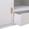 Comoda TV Creaciones Meng, 121x40.5x61.5 cm, MDF, alb/auriu