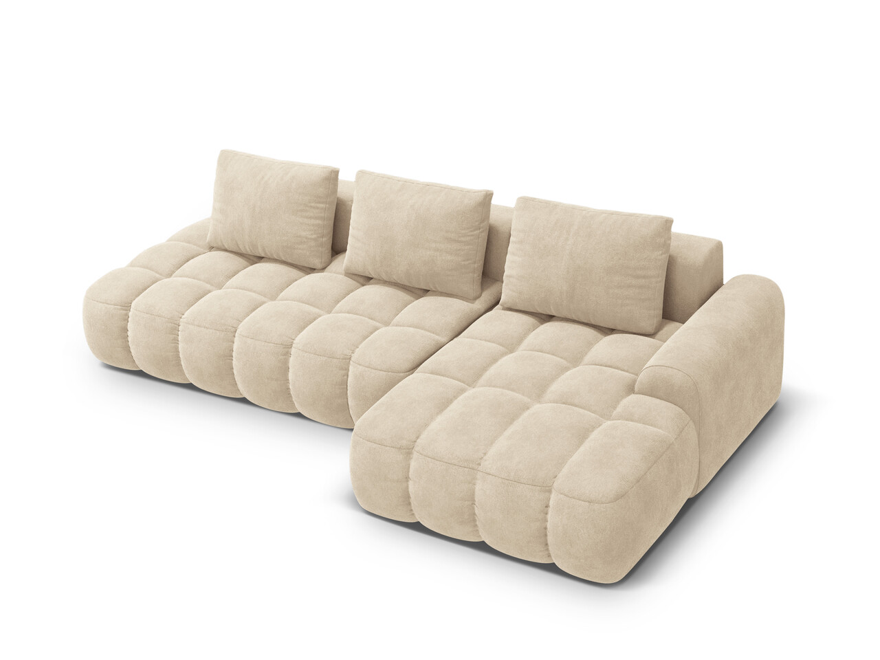 Coltar extensibil dreapta 3 locuri, Linz, Cosmopolitan Design, 275x142x84 cm, cotiera stanga, catifea, bej deschis - 1 | YEO