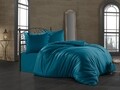 Lenjerie de pat dubla Petrol, Majoli Home Collection, 4 piese, 240x260 cm, bumbac satinat