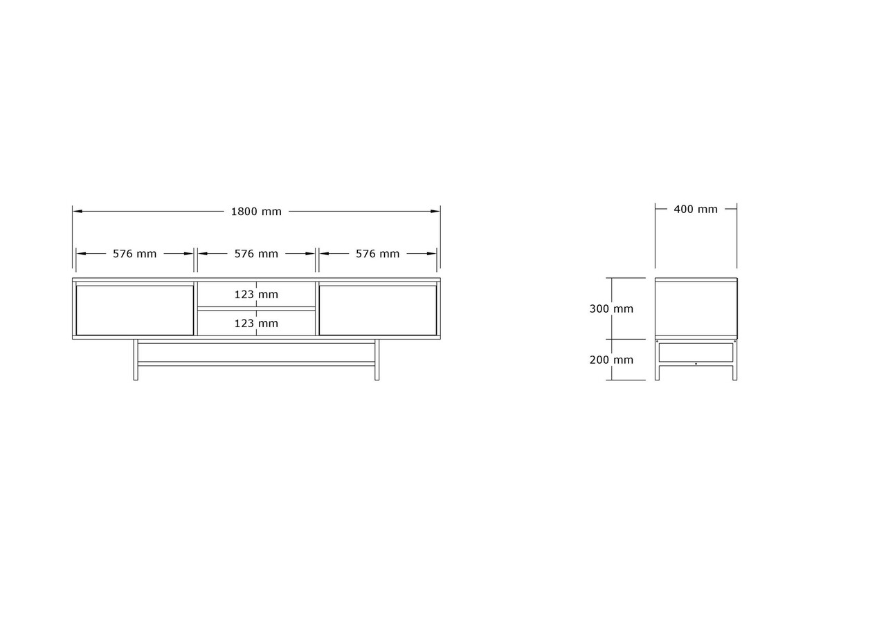 Comoda TV, Asse Home, Tauber, 180 X 50 X 40 Cm, Pal Melaminat, Alb