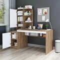 Birou, Hanah Home, Nora Left, 160x157.8x60 cm, PAL, Alb/Pin Atlantic