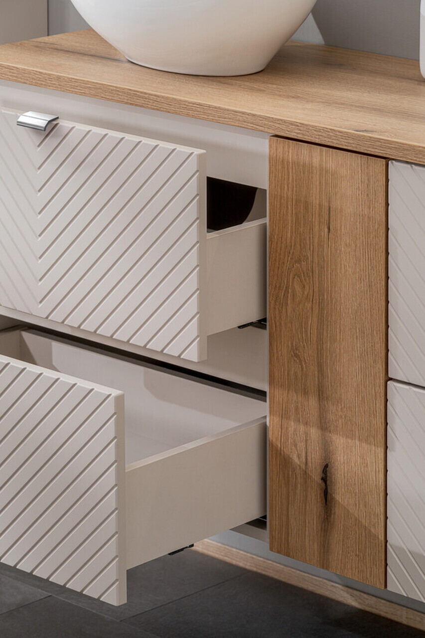 Set mobiler baie, dulap cu lavoar, 60 cm S Un Lola, Viva Cashmere Oak, Comad, MDF/PAL laminat, casmir mat — imaginea 5