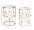 Set 2 masute de cafea Elenor Round, Bizzotto, Ø38 x 56 cm, otel/sticla, auriu