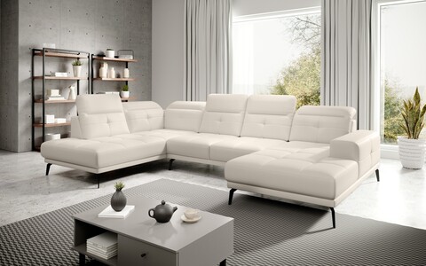 Coltar stanga 6 locuri ELTAP, LT-33SOF, Bretan, 350x205x107 cm, lemn/poliester, bej deschis