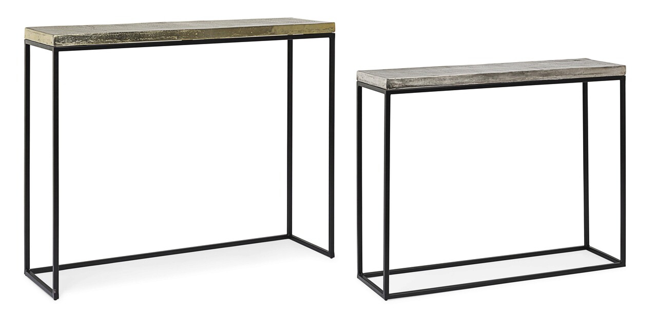 Set 2 console Amira, Bizzotto, 99 x 29 x 85 cm, otel/aluminiu