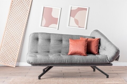 Canapea extensibila Coxy, Futon, 3 locuri, 110×200 cm, metal, gri 110x200 imagine model 2022