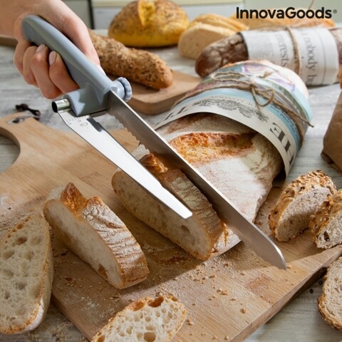 Cutit de paine cu ghidaj de taiere reglabil kutway innovagoods, 34.6 cm, inox