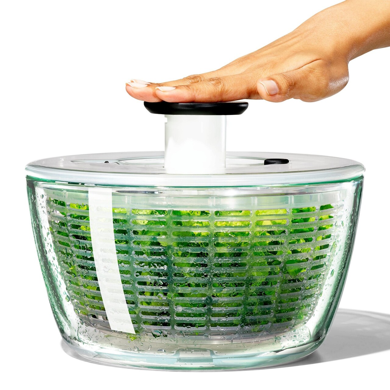 Uscator salata si verdeturi, bol de sticla, 27 cm/4,1L, "Good Grips" - OXO - imagine 2