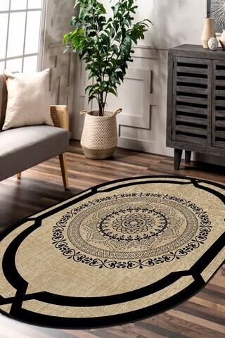 Covor, CLR-4080OVAL-3, 180x280 cm, Poliester, Negru