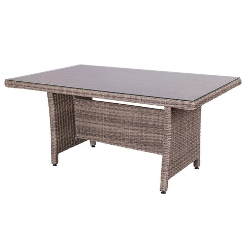 Masa pentru gradina Patsy, 160 x 100 x 75 cm, ratan sintetic/sticla, gri BigBuy Home