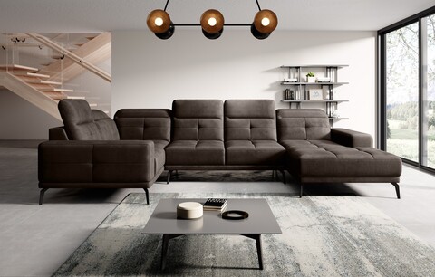 Coltar stanga 6 locuri ELTAP, LT-22NU, Neviro, 350x201x77 cm, lemn/poliester, maro inchis