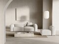 Canapea 3 locuri, Bergamo, Cosmopolitan Design, 264x108x70 cm, catifea chenille raiata, ivoriu