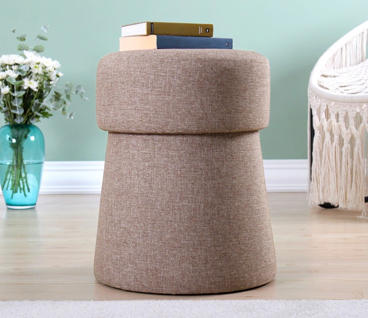 Taburet, Fluffe, 209FLF1212, 50% bumbac, 50% in, Cafeniu