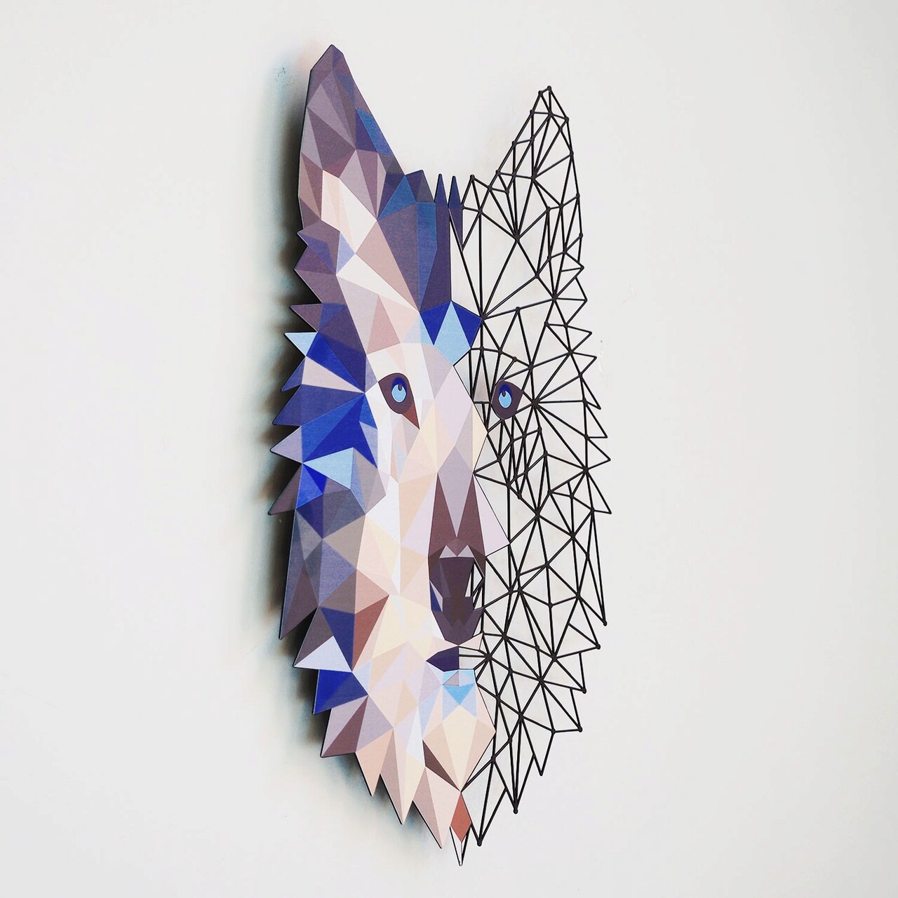 Decoratiune de perete, Metal Wolf Wall Art, Dimensiune: 35 x 48 cm, Multicolor - imagine 4