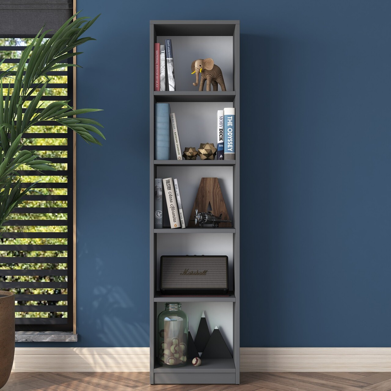 Corp biblioteca, Rani, HC111, 40x161.8x25 cm, PAL, Antracit - 1 | YEO