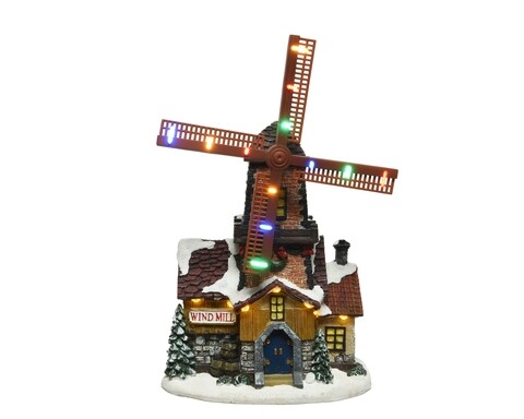 Decoratiune luminoasa Windmill, Lumineo, 12.5x18x27.5 cm, 19 LED-uri, multicolor