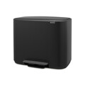 Cos de gunoi cu pedala, Brabantia, Bo Pedal, 11+23 L, 36.3x54x44 cm, otel, negru mat