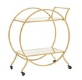 Carucior pentru servire Round, Mauro Ferretti, 70x36.5x78 cm, fier, auriu