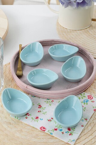 Set 6 recipiente pentru sosuri Mini Gondola, Keramika, 8 cm, ceramica, turcoaz Keramika