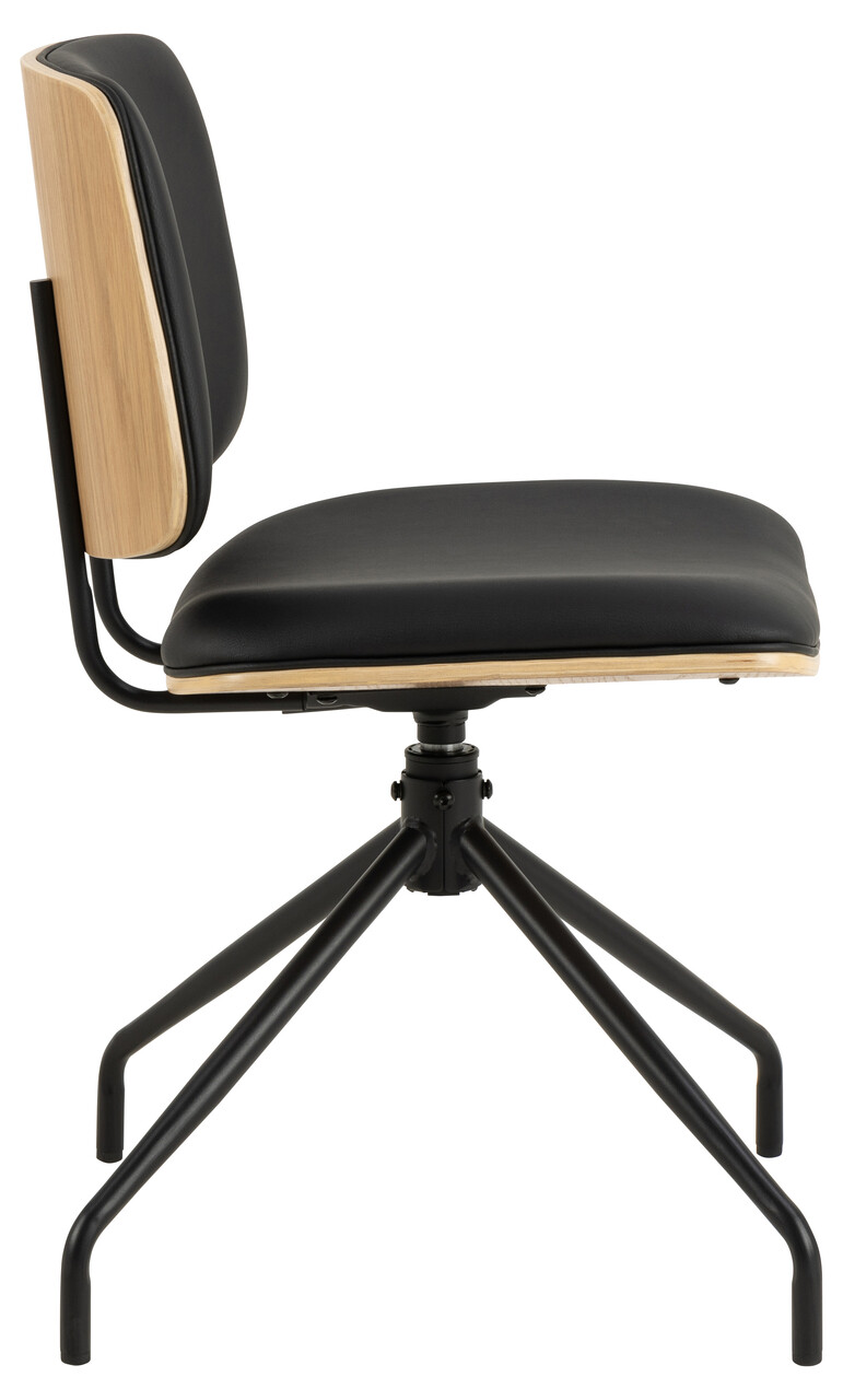 Scaun Owen, Actona, 48.5x53x81 cm, rotativ, piele ecologica/otel, negru - view 6